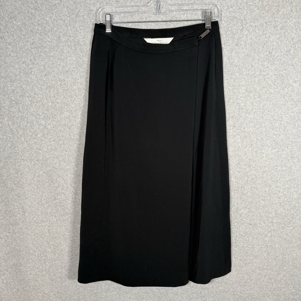 Marks spencer midi skirt womens US 12 28" black minimalist a line wrap vintage